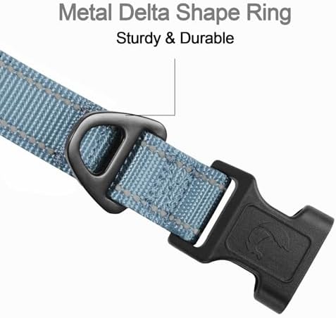 Joytale Reflective Dog Collar, Adjustable Neoprene Padded, Gray S