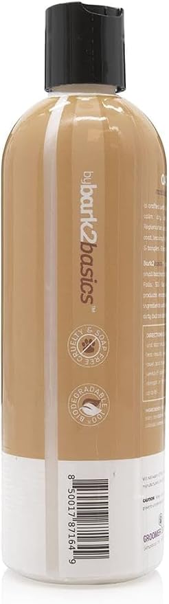 Bark2Basics Natural Oatmeal Dog Conditioner for Itchy Skin Relief, 16 oz | 16:1 Concentrate, Colloidal Oatmeal Soothes Sensitive Skin, Hydrating Moisturizing Pet Wash, Groomer Grade, Coconut Fragrance