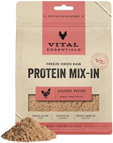 Vital Essentials Freeze Dried Dog Food Topper, Chicken, 6 oz Bag