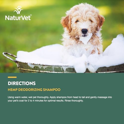 NaturVet Hemp Deodorizing Shampoo for Dogs - Plus Oatmeal & Honey – 16 oz