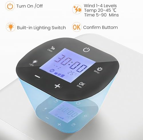 65L Automatic Dog Dryer Box With Smart timer, 360° warm braw and Ultra Quiet Pet Dryer Box with Smart Temperature Control, Cat Dryer for Cat and Small Dogs, White
