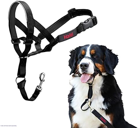 HALTI Headcollar - to Stop Your Dog Pulling on The Leash. Adjustable, Reflective and Lightweight, with Padded Nose Band. Dog Training Anti-Pull Collar for Large Dogs (Size 4, Black)