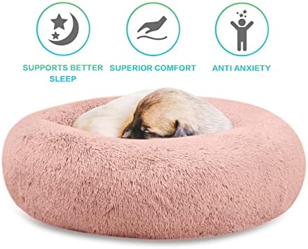 SAVFOX Calming Donut Dog Bed, 36", Pink