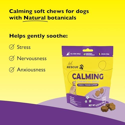 RESCUE® Pet Calming Chews for Dogs, Peanut Butter & Apple - 60 Soft Chews - Stress & Tension Support - for All Breeds 8+ Weeks Old