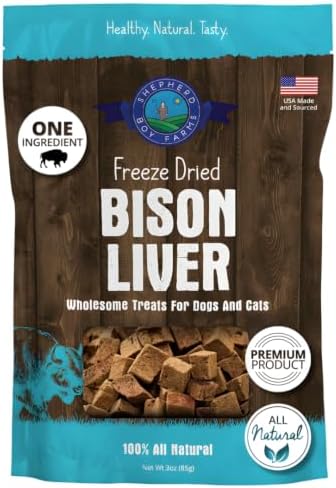 Shepherd Boy Farms Freeze Dried Bison Liver, Dog and Cat Treats, 3oz