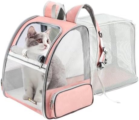 Texsens Bubble Backpack Pet Carrier, Expandable, Pink