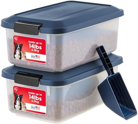 IRIS USA Dog Food Storage Container, 2-Pack, Up to 14 lbs, Navy