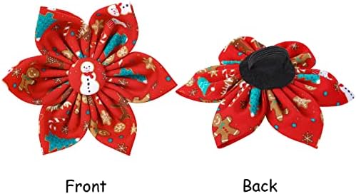 Lionet Paws Christmas Dog Collar with Flower, Dog Flower Collar with Metal Buckle for Dogs, Adjustable Comfortable Dog Collar Girl Gift, L, Neck 16-24 in