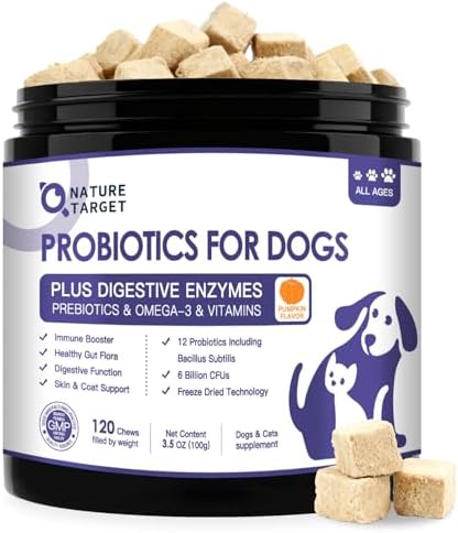 NATURE TARGET Probiotics for Dogs, 6 Billion CFU, Pumpkin, 120 Chews