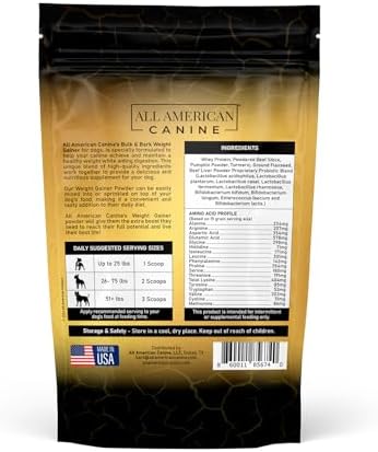 All American Canine Dog Weight Gainer + Digestive Aid, 60 Servings
