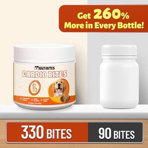 Dog Heart Health Supplements with Taurine for Dogs, 7.76 oz | With CoQ10, L-Carnitine, Fish Oil, Vitamins - Supports Cardio & Cardiovascular Health, Antioxidant Support