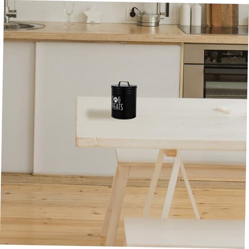 KICHOUSE Dog Food Storage with Airtight Metal Lid Treats Holder for Food Bin Space-saving, 1-Pack, 1 Count, iron, Black