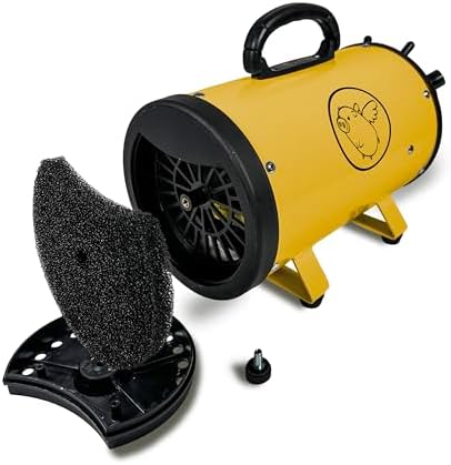 Flying Pig High Velocity Dog Pet Grooming Dryer w/Heater (Flying One, Yellow w/Black Logo)