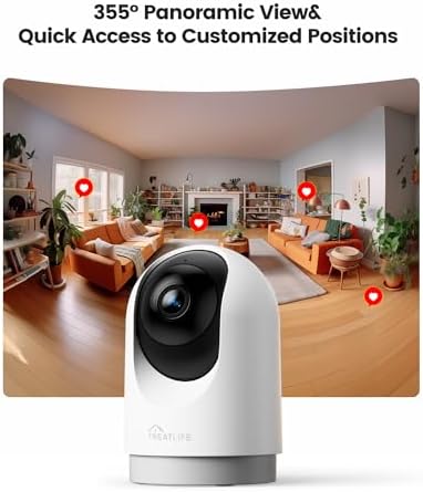 TREATLIFE 3K 5MP Indoor 2.4G/5G WiFi Security Camera, Smart Home Surveillance Camera with Pan Tilt, Color Night Vision, Motion Detection, Two-Way Audio, Compatible with Alexa & Google Home