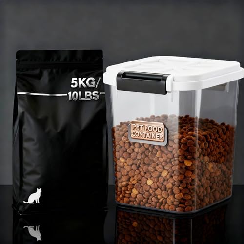 LivLab Mker 6 lb Airtight Dog Food Storage Container with Scoop, 6 lb, White