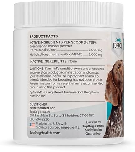 Flexerna Essentials Powder - Joint Supplement for Dogs - New Zealand Green Lipped Mussels for Dogs with MSM - Omega 3 Supplement with Glucosamine Chondroitin - A Whole Food Dog Joint Supplement Powder
