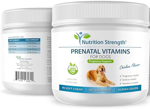 Prenatal Vitamins for Dogs to Support Development of Healthy Puppies, Promote Milk Production, with Folic Acid, Iron, Zinc, Iodine, B Vitamins for Pregnant Dogs, 90 Soft Chews