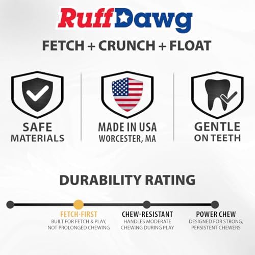 Ruff Dawg Crunchy Peanut Large 6.125” – (1 pc) Assorted Colors – Loud Crinkle Rubber Fetch Toy for Medium to Large Dogs – Ruff Flex Shell – Made in USA