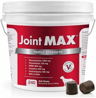 TS Joint Supplement Vet Formulated Pain & Inflammation Relief Treats Hip Dysplasia & Arthritis.Glucosamine, Chondroitin, Turmeric, MSM, HA, Creatine, Omega 3 EPA+DHA. All Dogs 240 Soft Chews