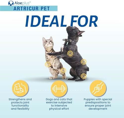 Artricur Pet Joint Supplement for Dogs and Cats 0-1 Kg - 100% Natural Joint Health Supplement with Organic Aloe Arborescens, Spirulina, Boswellia, Devil's Claw, 60 Capsules