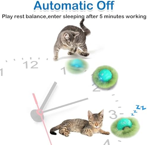 Waaiio Interactive Cat Toys for Indoor Cats,Automatic Moving Cat Ball in Pouch,Chirping Stimulation,Hide-n-Seek Chase Exercise Game,Motion Activate,Rechargeable Kitten Toys
