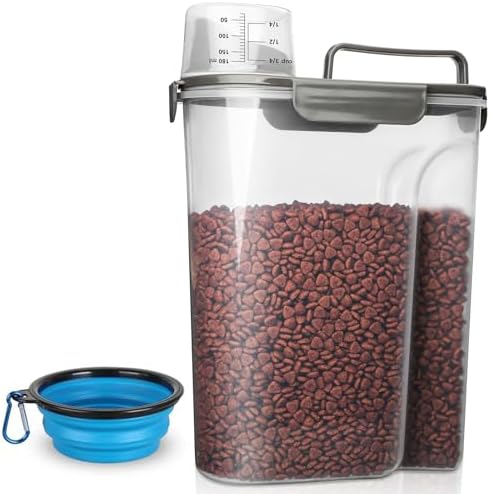 TIOVERY Dog Food Storage Container, 7 Lbs, Grey