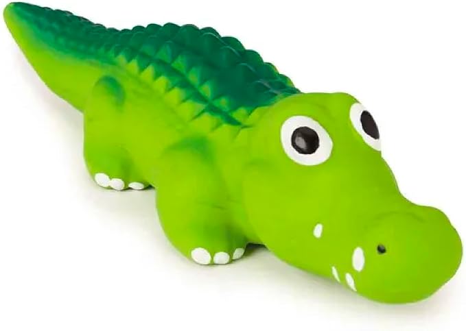 Soft Latex Dog Toys Alligator Shark or Set of Both Fun Googly Eyed Retro Squeakers (Set of Both Toys)