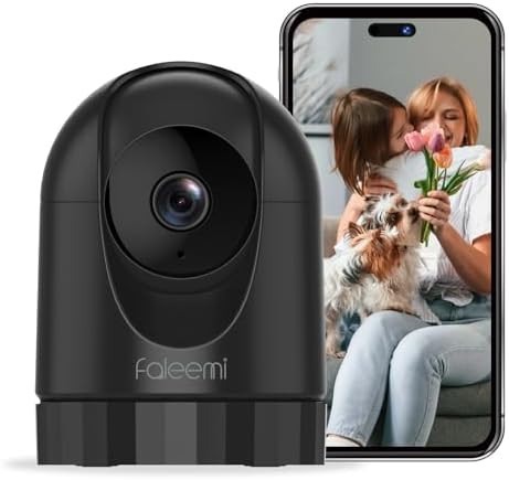 2K Pan/Tilt Indoor WiFi Security Camera with Motion Detection & Auto Tracking, Night Vision, 2-Way Audio, Siren, SD/Cloud Storage (1, Black)