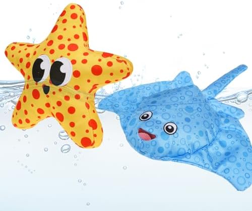 PUPTECK Floating Pool Toys for Dogs, 2-Pack, Starfish & Manta Ray