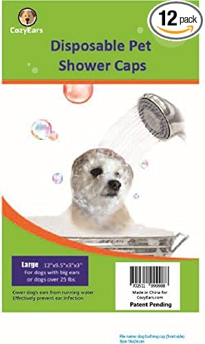 Disposable Pet Shower Caps, Shower, Raining, Swimming, Dogs, 12 Caps in a Pack (Large)