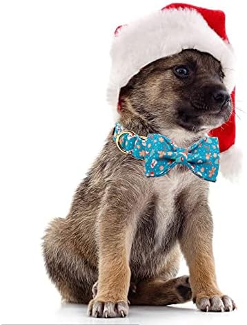 Lionet Paws Christmas Dog Collar with Bowtie Durable Adjustable Handmade Comfortable Bow Tie Dog Collar Cat Collar with Metal Buckle for XL Dogs,Party,Festival,Holiday Style,Neck 16-26in