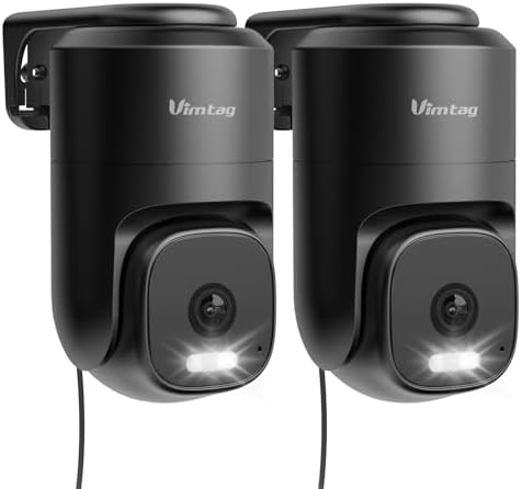VIMTAG Pan/Tilt Outdoor Security Camera, 2.5K 4MP WiFi Home CCTV Camera, 360° View & Motion Tracking, Color Night Vision, 2-Way Audio, AI Detection Alarm, IP66, Cloud & SD Card Storage, Works w/Alexa