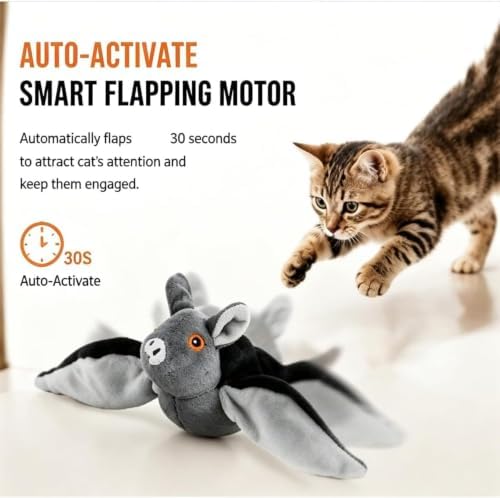 Flying Bat Dog Toy,Flying Bat Toy for Dogs & Cats，1PCS | Flapping Bat Toy with Chirping Engages Cats and Dogs,Mimics Real Flying Motion,Flapping Wings Interactive Pet Toy