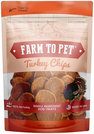 Farm To Pet Turkey Chips Dog Training Treats - Single Ingredient, 4oz