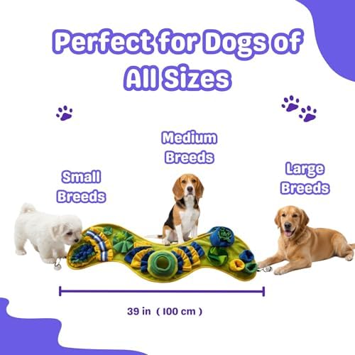 Snuffle Mat for Dogs & Cats - Slow Feeder Dog Enrichment Puzzle Toy | Interactive Toy for Mental Stimulation & Boredom - Natural Foraging & Stress Relief -39x12 In - Large & Small Breeds, Puppies