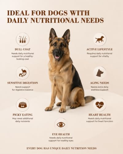 Dog Multivitamin Soft Chews: 5-in-1 Formula with CoQ10, Omega-3 and Lutein | 26 Essential Nutrients to Support Skin & Coat, Heart, Eye, Digestive Health & Daily Nutrition, Chicken Flavor