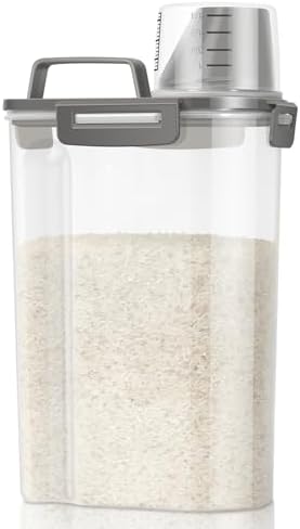 TBMax Rice Storage Container 3 to 5 Lbs - Small Cereal Oatmeal Flour Container with Easy Pouring Spout & Cup, Portable Pet Dog Cat Food Dispenser for Small Spaces, Travel, or Daily Use