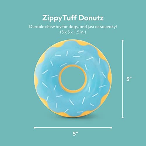 ZippyPaws ZippyTuff Dog Chew Toy Puppy Teething Toys - Blueberry Donut | Durable Rubber Chew Ring Toy, Tough & Squeaky Toys for Small, Medium, & Large Dogs, Flexible TPR Material