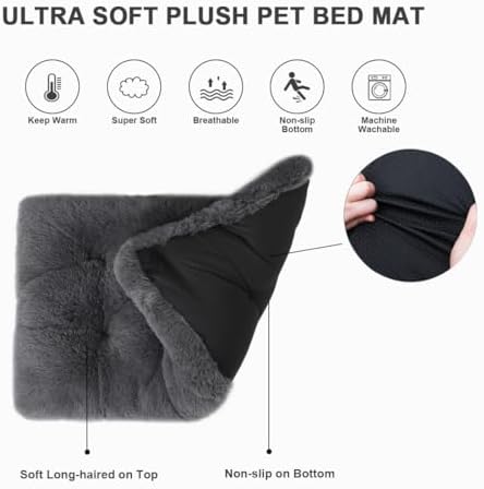 Extra Large Dog Bed Crate Pad 42", Washable XL Plush Pet Mat Dark Grey