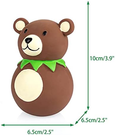 CHIWAVA 4PCS Squeaky Latex Dog Toy Funny Brown Bear Sets for Small Dogs | Soft Squeeze Squeak Toys, Great for Interactive Fetch Play Indoor & Outdoor