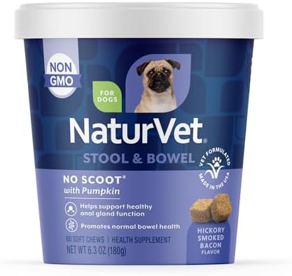 NaturVet No Scoot Stool and Bowel Supplement for Dogs - 60 Soft Chews