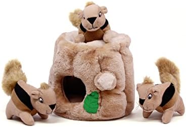 Outward Hound Hide A Squirrel Plush Dog Toy Puzzle (Medium) and Dog Brick Interactive Treat Puzzle Dog Toy