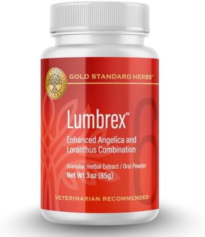 Lumbrex Joint Pain and Stiffness Relief for Dogs by Gold Standard Herbs, All Natural Angelica Root and Loranthus, 85 gram powder, White