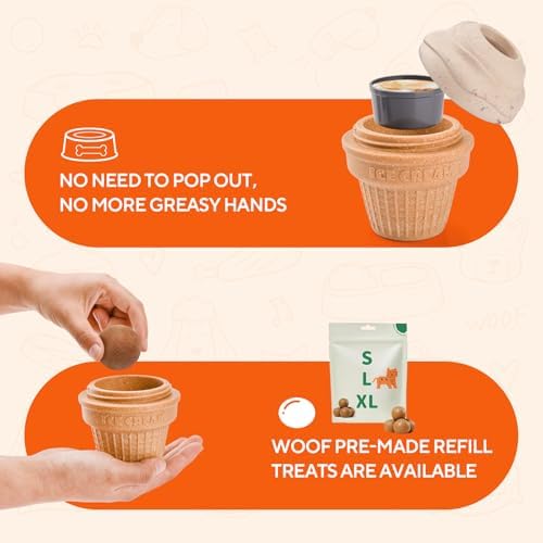 AUSCAT Dog Frozen Treat Toys, Dog Enrichment Toys, Interactive Dog Toys for Aggressive Chewers, Treat Dispensing Dog Toys, Ice Cream Shape
