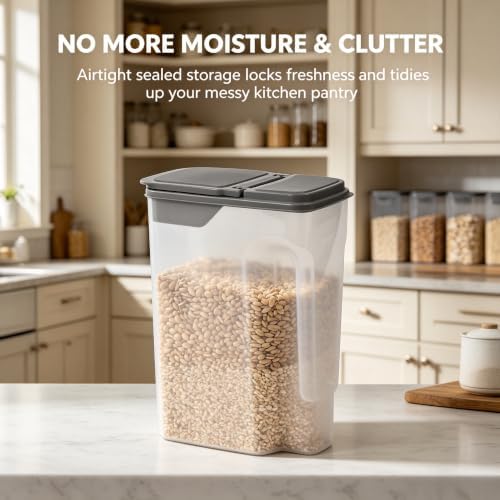 Cereal Containers Storage Airtight Food Organizers with Lids, 32 Cup BPA-Free Plastic Holder for Kitchen Pantry Organization, Clear Rice Flour Sugar Dry Goods Dispenser (32, Cup)