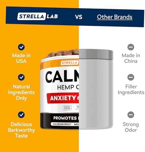 STRELLALAB Hemp Calming Chews for Dogs, Melatonin