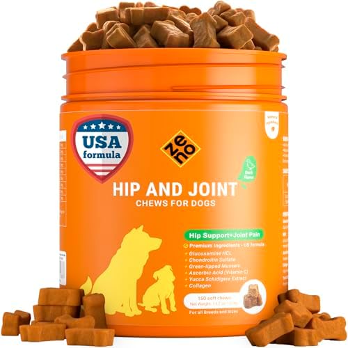 ZENO Glucosamine HCL & Hip and Joint Chews for Dogs - 150 pcs - Advanced Hip and Joint Support for Dogs - with MSM & Green Lipped Mussel - Duck