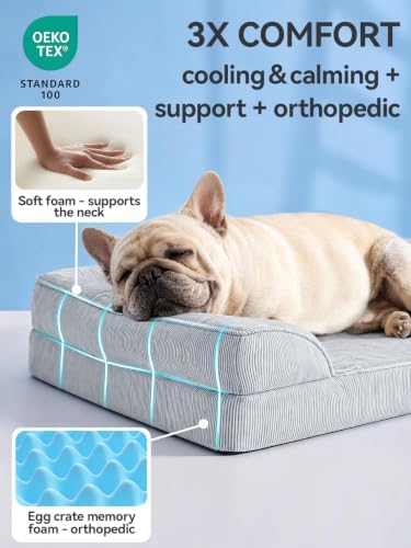 Cooling Dog Bed Orthopedic for Small Dogs＆Instant Chill＆Egg Crate Foam