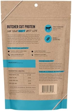 Vital Essentials Freeze Dried Dog Treats, Beef Liver, 5.5 oz Bag