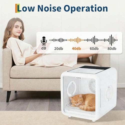 GarveeLife 72L Pet Dryer Box 360° High-Efficiency Pet Dryer, Cat Drying Box with 5 Air Outlets, NTC Smart Temperature Control | Quiet Pet Grooming Blower for Cats & Dogs up to 45 lbs